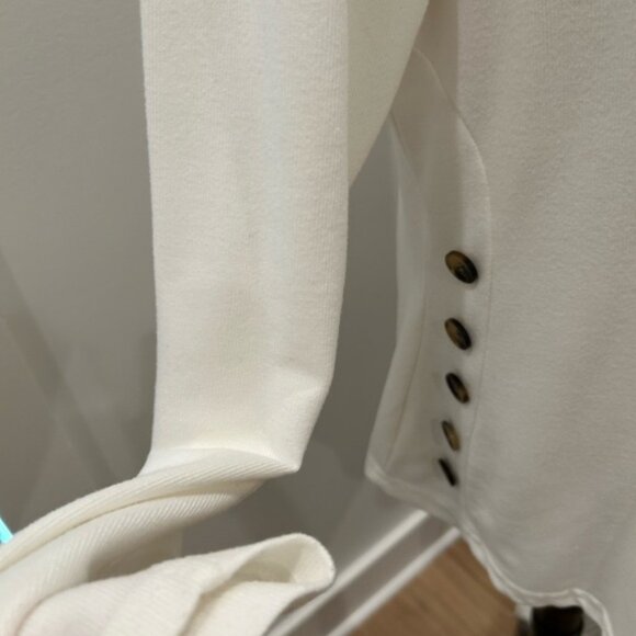 Beautiful cream, long sleeve tee with buttons on the side. - Picture 2 of 2